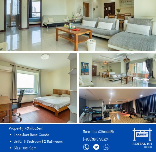Furnish 3 Bedroom for Rent in Rose Condo